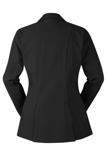 Back view of a black blazer with tailored fit