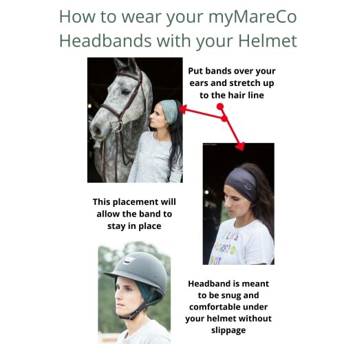 Guide on wearing myMareCo headbands with a helmet.