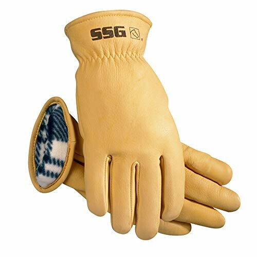 Pair of tan leather gloves with fleece lining